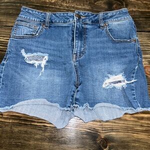 Maurices Blue Distressed Jean Shorts